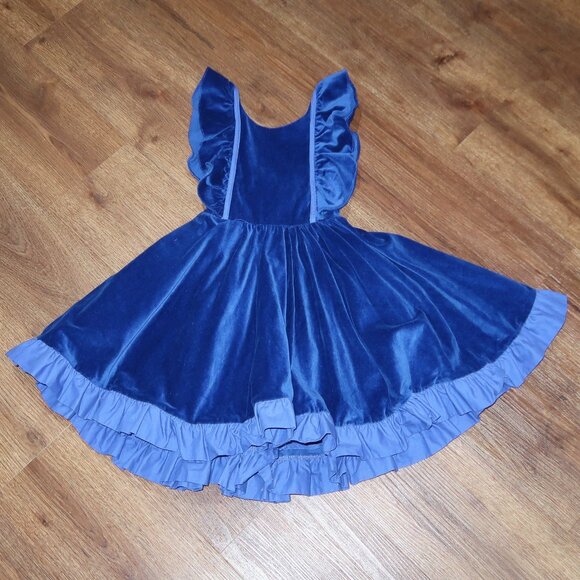 Girls Pleiades Designs Royal Blue Velvet Belle Shortie Dress Bow Back Formal 7 - Picture 2 of 6